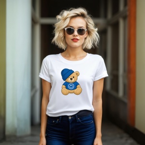 Tricou Ursulet Albastru cu emoji happy - Copii | Dama | Barbat - Img 12