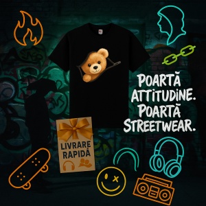 Tricou Ursulet Funny care a desfacut fermoare Negru, Copii | Dama | Barbat - Img 5