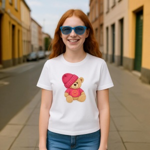 Tricou Ursulet Roz Happy - Copii | Dama | Barbat