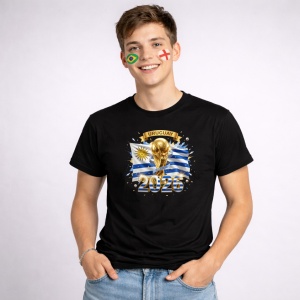 Tricou Uruguay World Cup 2026 Fifa V2, din bumbac 100%, tricou negru, Copii | Dama | Barbat - Img 2