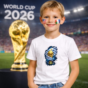 Tricou Uruguay World Cup Fifa 2026, din bumbac 100%, tricou alb, Copii | Dama | Barbat - Img 5