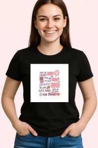 Tricou vata de zahar nu pot gasi nimic atat de dulce ca tine mesaj dragut, Copii | Dama | Barbat , tricou negru