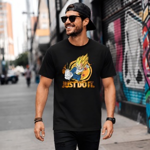 Tricou Vegeta Dragon Ball Z Luptator Anime Energie Portocalie, din bumbac 100%, tricou negru, Copii | Dama | Barbat - Img 5