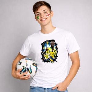 Tricou Vinicius Jr Brazil World Cup Fifa 2026 V3, din bumbac 100%, tricou alb, Copii | Dama | Barbat - Img 3