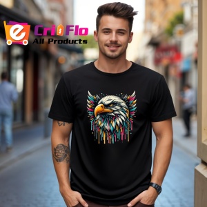 Tricou Vultur colorat putere si libertate in arta urbana Copii | Dama | Barbat, culoare negru