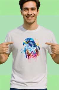 Tricou Vultur in culori pastel fundal alb Copii | Dama | Barbat - Img 2