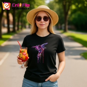Tricou Vultur in zbor in stil pop art fundal alb Copii | Dama | Barbat, culoare negru - Img 7