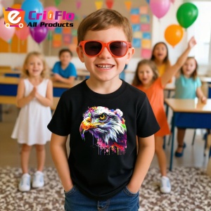 Tricou Vultur portret artistic cu privire intensa Copii | Dama | Barbat, culoare negru - Img 11