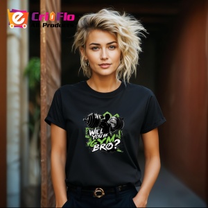 Tricou Will You Be Gym Bro Haltere Verde, Copii | Dama | Barbat, culoare negru - Img 12