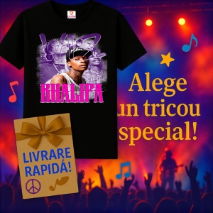 Tricou wiz khalifa violet, muzica Hip-Hop / Trap, Dama | Barbat | Copii, Culoare Negru - Img 11