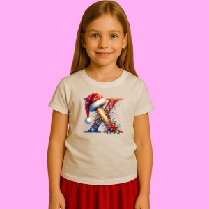 Tricou X Litere Alfabet Craciun Impodobite Cu Decoratiuni, din bumbac 100% Copii | Dama | Barbat