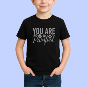 Tricou You Are Purrfect Urme Labute Pisica Negru V2, din bumbac 100%, tricou negru Copii | Dama | Barbat