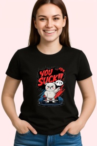 Tricou You Suck Kitty Power, Copii | Dama | Barbat, culoare negru - Img 4
