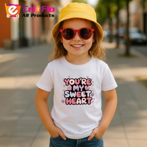 Tricou Youre My Sweet Heart Text Roz Inimi V1, din bumbac 100% , tricou alb pentru Copii | Dama | Barbat - Img 5