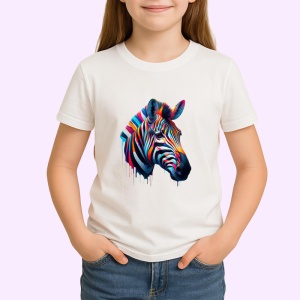 Tricou Zebra multicolora in stil pop art Copii | Dama | Barbat - Img 4