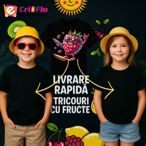Tricou Zmeura amuzanta de vara cool, Fructe, Copii | Dama, culoare negru - Img 6
