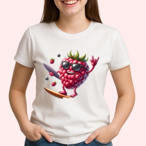 Tricou Zmeura amuzanta de vara cool, Fructe, Copii | Dama - Img 2
