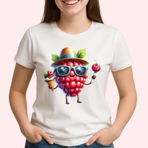 Tricou Zmeura amuzanta de vara cu inghetata, Fructe, Copii | Dama - Img 2