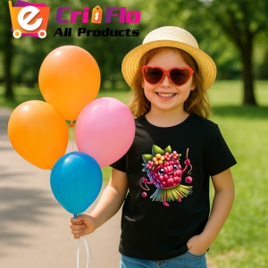 Tricou Zmeura amuzanta de vara dansatoare, Fructe, Copii | Dama, culoare negru - Img 3