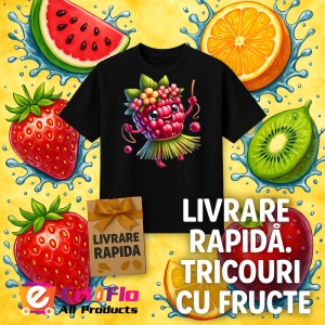 Tricou Zmeura amuzanta de vara dansatoare, Fructe, Copii | Dama, culoare negru - Img 12