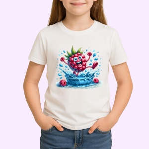 Tricou Zmeura amuzanta de vara saritura in apa, Fructe, Copii | Dama