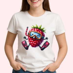 Tricou Zmeura amuzanta de vara scafandru, Fructe, Copii | Dama - Img 2