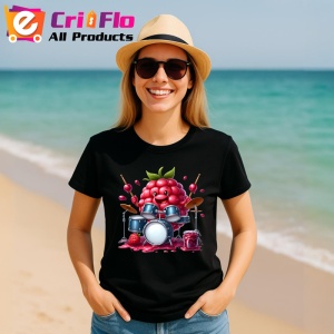 Tricou Zmeura amuzanta de vara tobosar, Fructe, Copii | Dama, culoare negru - Img 11