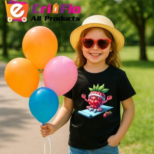 Tricou Zmeura amuzanta de vara yoga, Fructe, Copii | Dama, culoare negru - Img 3