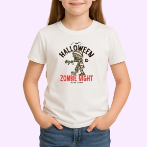 Tricou Zombie Night Halloween Personaj Mumie, din bumbac 100% , tricou alb pentru Copii | Dama | Barbat - Img 2