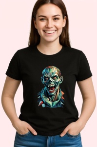Tricou Zombie Verde Ilustratie Abstracta, Copii | Dama | Barbat, culoare negru - Img 4