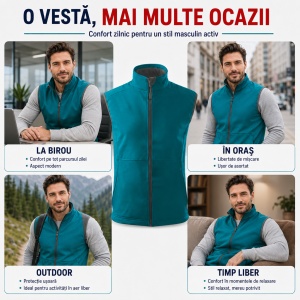 Vestă Bărbați tip Jachetă fără Mâneci Softshell, Elastică și Călduroasă – Vision 517 - Img 7