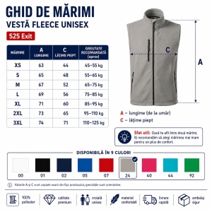 Vestă Polar Fleece tip Jachetă Călduroasă Unisex cu Buzunar în Față – Malfini Exit 525 - Img 4