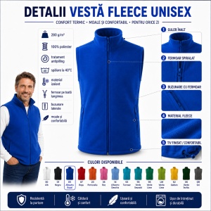 Vesta Polar Fleece Unisex Bărbat cu Fermoar Malfini Next 518 – 280 g/m² - Img 3