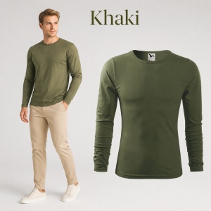 Bluză Bărbați Malfini 100% Bumbac, Mâneci Lungi, Slim Fit, 160 g/m², Guler Rotund, Mărimi S–3XL - Img 18
