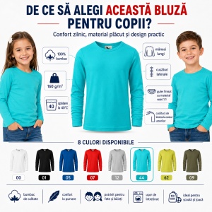 Bluză copii cu mânecă lungă FIT-T LS 121 – 100% bumbac, fete și băieți - Img 2