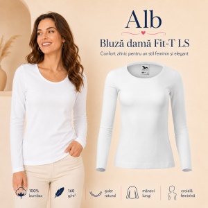 Bluză Damă cu Mânecă Lungă, 100% Bumbac, 169 Fit-T LS, slim fit cambrat – 14 Culori, XS–3XL - Img 22