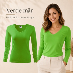 Bluză Damă Malfini Elegance 127 cu Mânecă Lungă și Guler V, 95% Bumbac – XS–3XL - Img 13