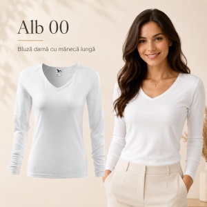 Bluză Damă Malfini Elegance 127 cu Mânecă Lungă și Guler V, 95% Bumbac – XS–3XL - Img 23