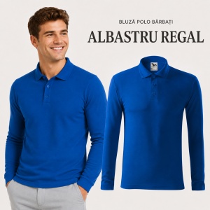 Bluză polo bărbați Malfini Pique Polo LS 221, mânecă lungă, 65% bumbac, 200 g/m² - Img 13