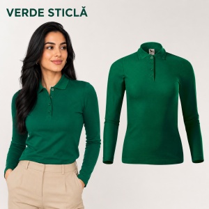 Bluză Polo Damă cu Mânecă Lungă Malfini, Croială Cambrată, Guler Polo Raiat, 4 Nasturi, 10 Culori, Mărimi XS–2XL - Img 21