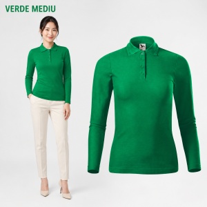 Bluză Polo Damă cu Mânecă Lungă, Slim Fit, Cambrată, Guler Pique Polo, 10 Culori, XS–2XL - Img 19