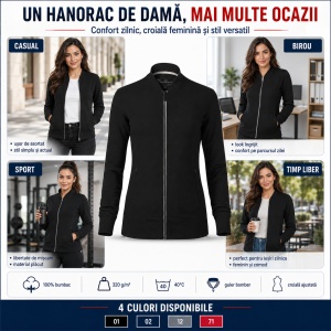 Bluza Premium Damă Tip Bomber cu Fermoar Malfini 454 – 320 g/m² - Img 8