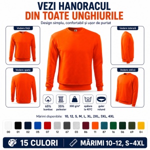 Bluză tip hanorac pentru copii, fără glugă, fete și băieți, 300 g/m² - Img 6