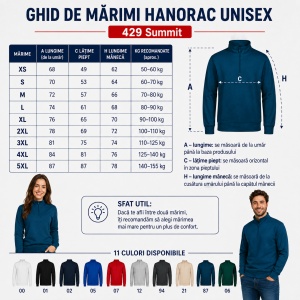 Bluză Unisex Damă și Bărbat tip Hanorac fără Glugă, cu Fermoar Scurt și Guler Înalt – Summit 429 - Img 4