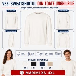 Bluză Unisex Damă și Bărbat tip Hanorac fără Glugă, Groasă, Casual și Confortabilă – Vibe Crew 430 - Img 8
