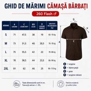 Cămașă bărbați cu mânecă scurtă Malfini Premium 260 Flash, croială cambrată, guler clasic, 60% bumbac și 40% poliester - Img 4