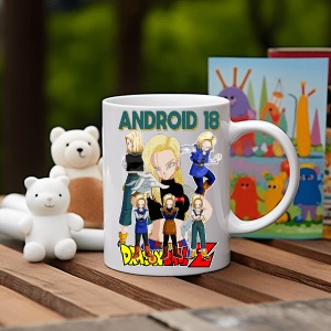 Cana alba pentru copii personalizata personajul Android 18 Dragon Ball Z - cadou