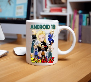 Cana alba pentru copii personalizata personajul Android 18 Dragon Ball Z - cadou - Img 2
