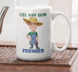 Cana alba personalizata cu mesajul - Cel mai bun Fermier - Cadou - Img 2