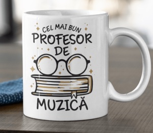 Cana alba personalizata cu mesajul - Cel mai bun Profesor de Muzica - Cadou